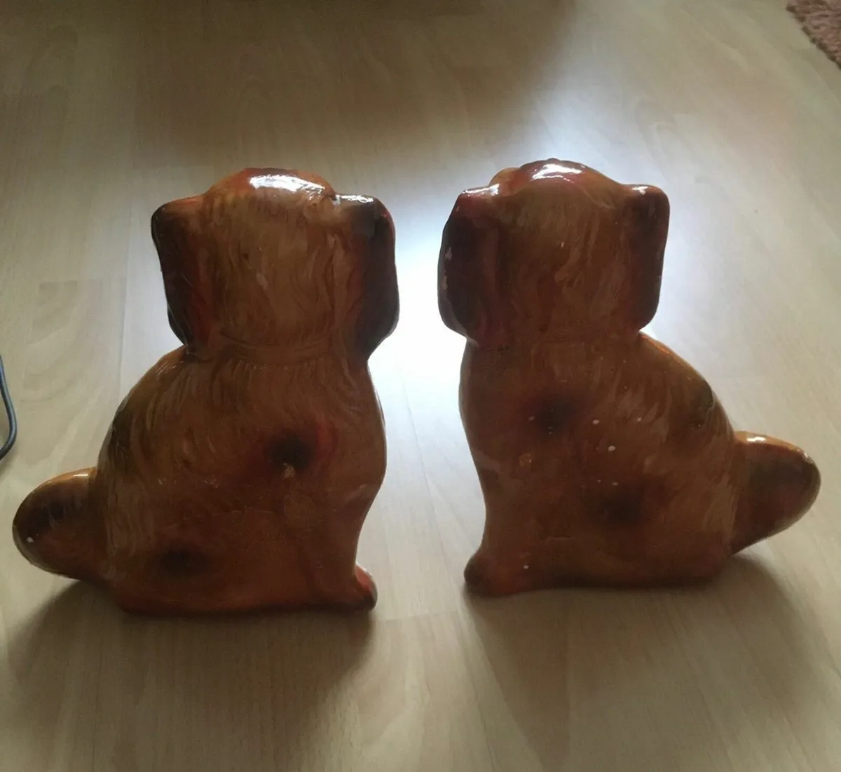 PAIR of Antique Russet Coloured Staffordshire Dogs - Image 4