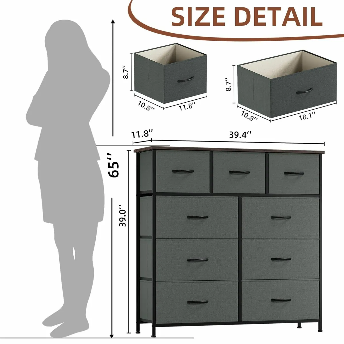 Tall Chest of Drawers for Bedroom 9 Wide Storage O - Image 3