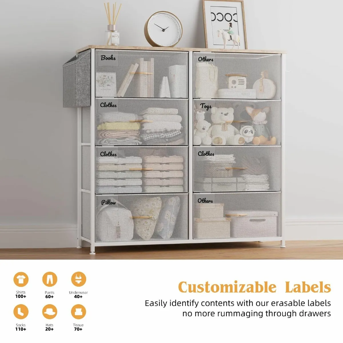 Fabric Chest of Drawers - Canvas Storage Unit 8 La - Image 4