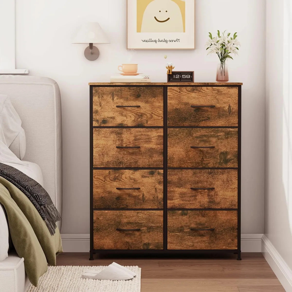 Tall Chest of Drawers for Bedroom 8 Wide Storage O - Image 2
