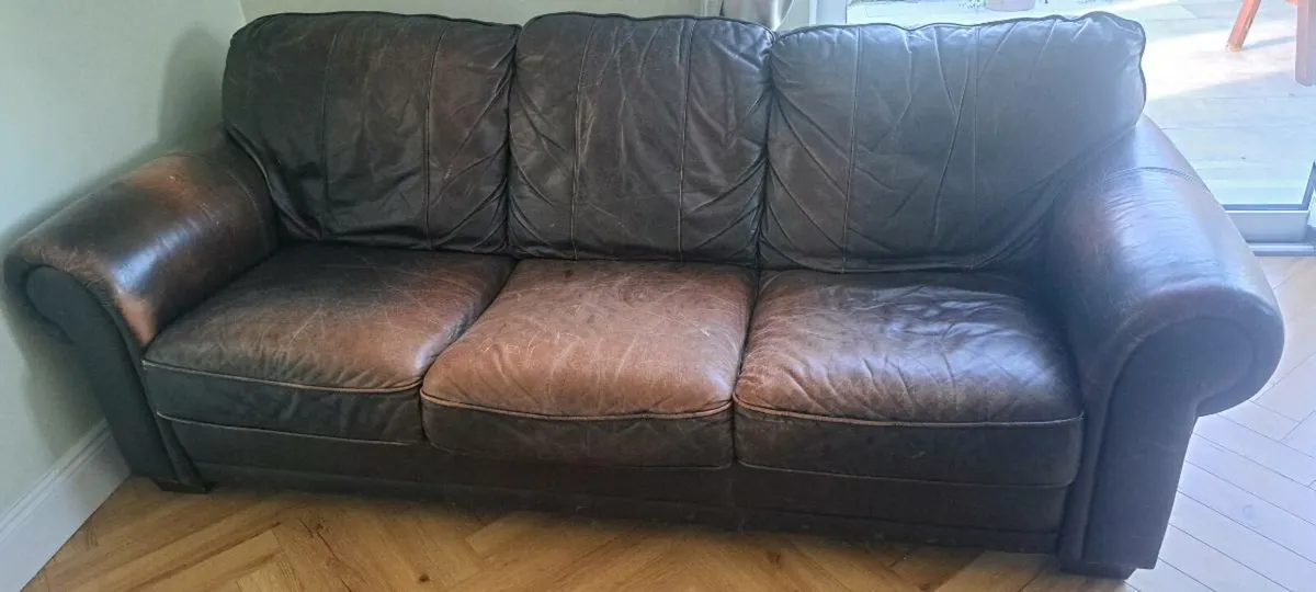3 & 2 seater  leather  sofas - Image 3