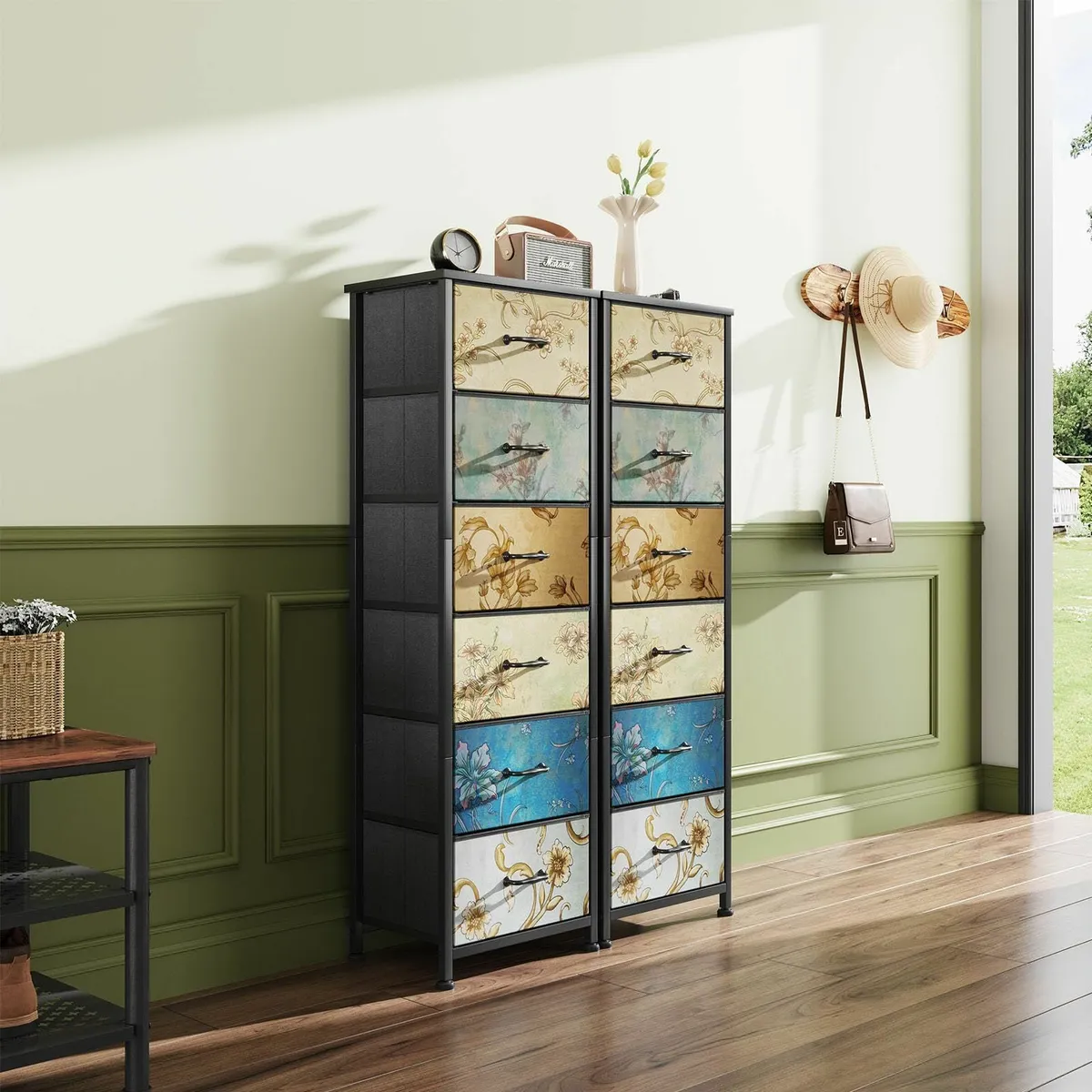 Chest of Drawers Bedroom 6 Tall Fabric Dressers Fl - Image 4