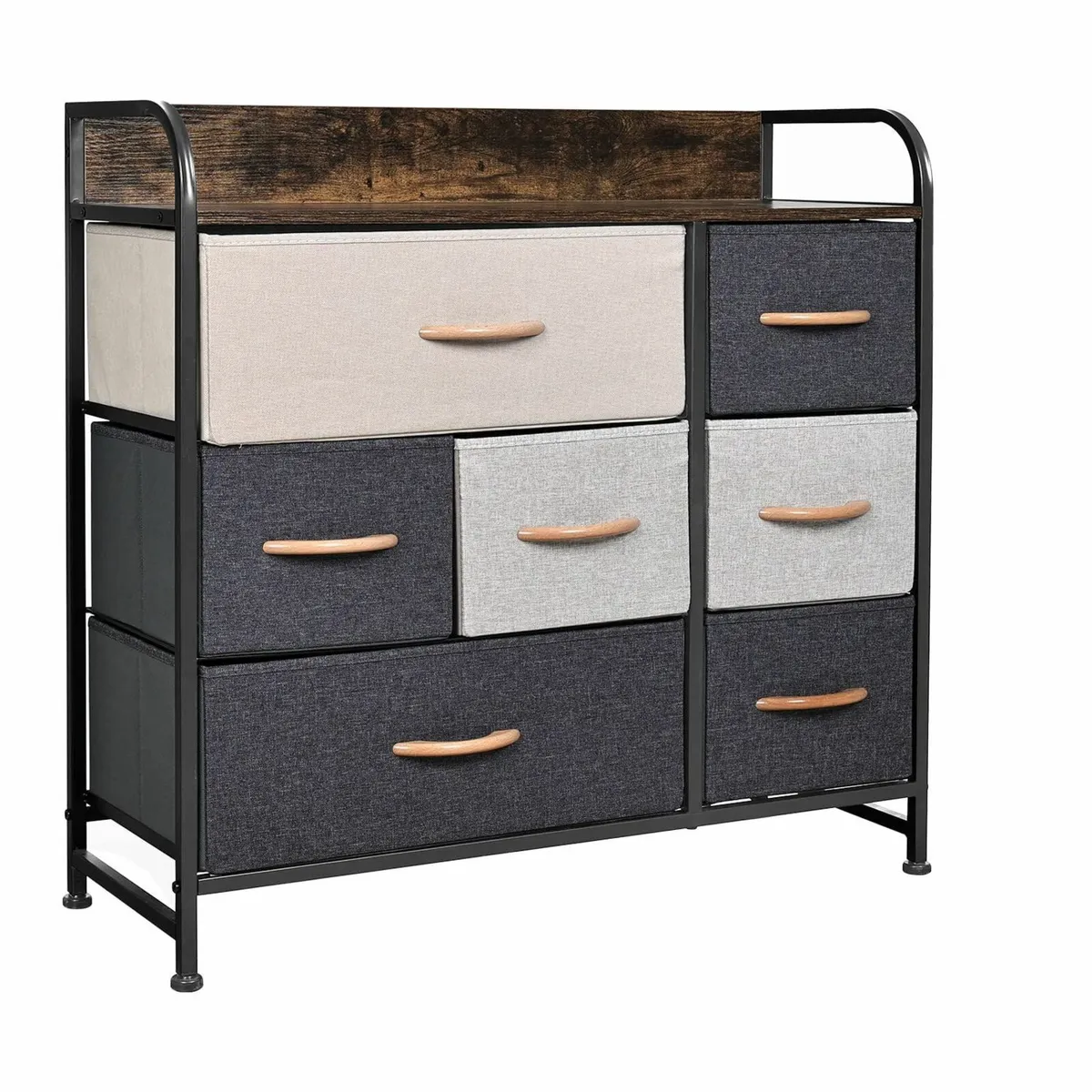 Chest of Drawers Fabric Storage Wood Top & Metal F - Image 1