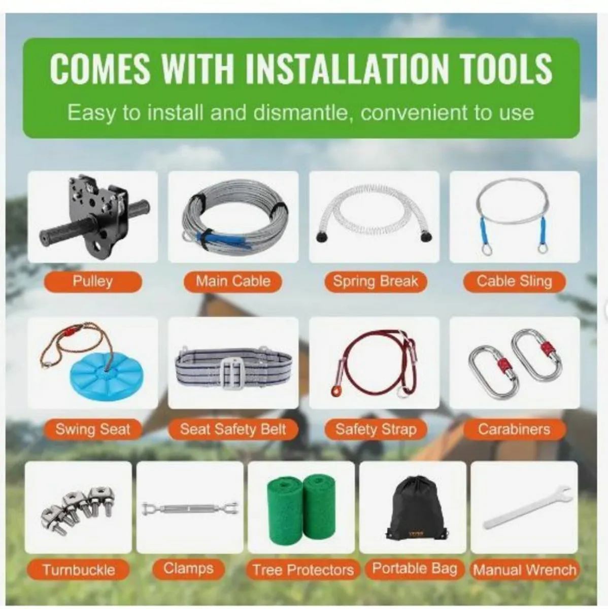 Zipline Kit for Kids and Adult, 60 ft Zip - Image 4