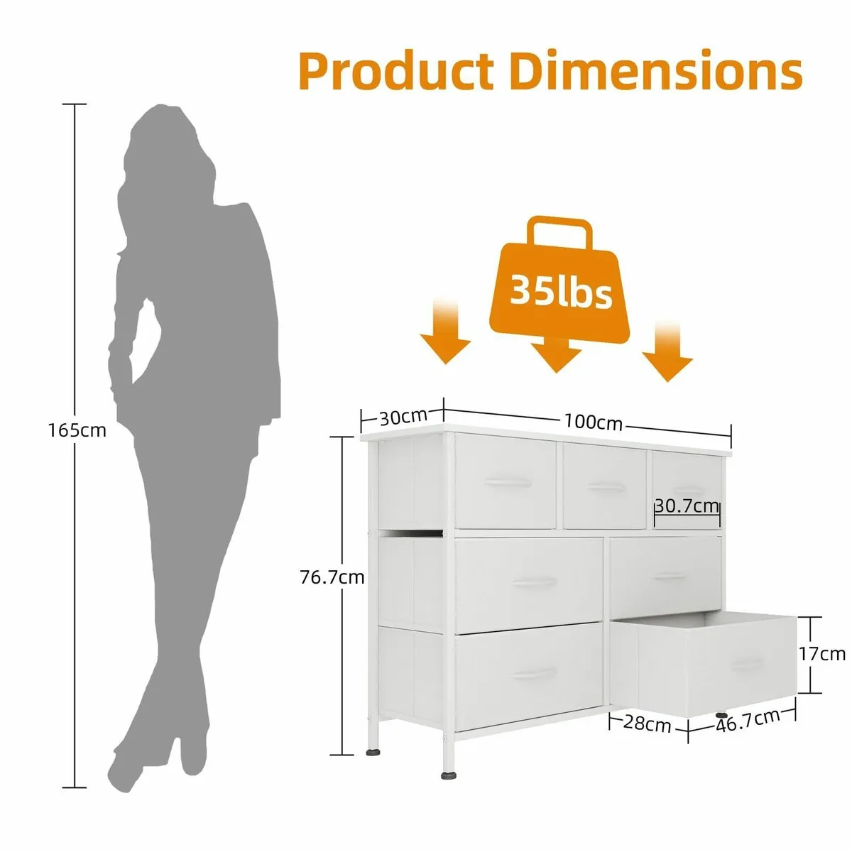 Chest of Drawers for Bedroom 7 Fabric Storage Draw - Image 3