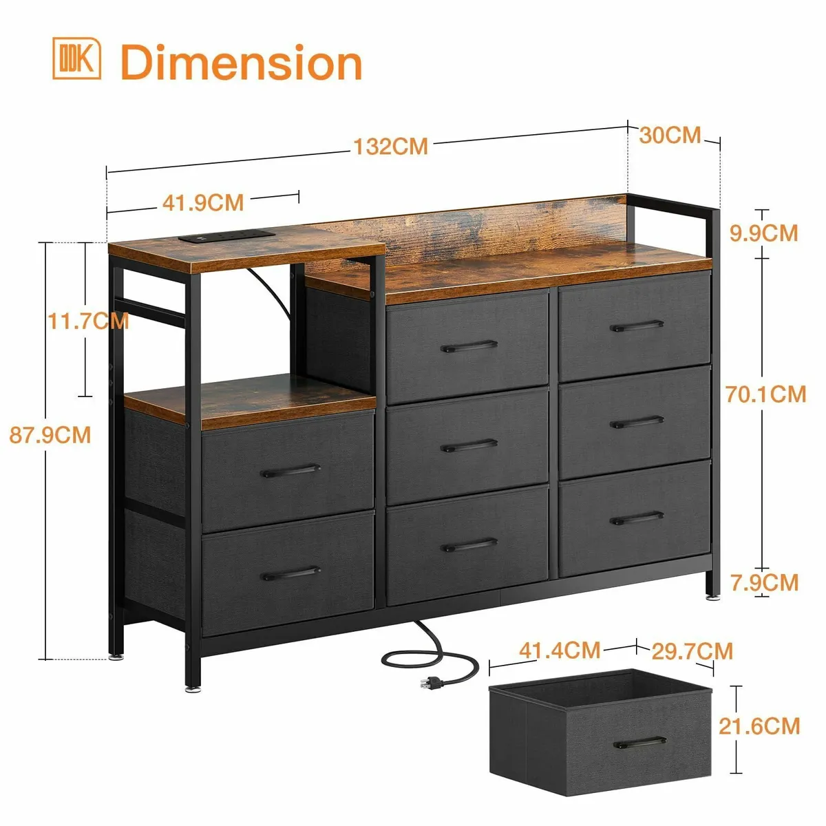 Chest of Drawers Bedroom Contains 2 USB & AC Ports - Image 3