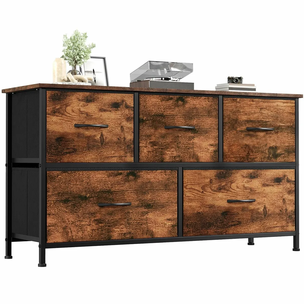 Chest of Drawers 5 Wide Storage Organiser Fabric D - Image 1