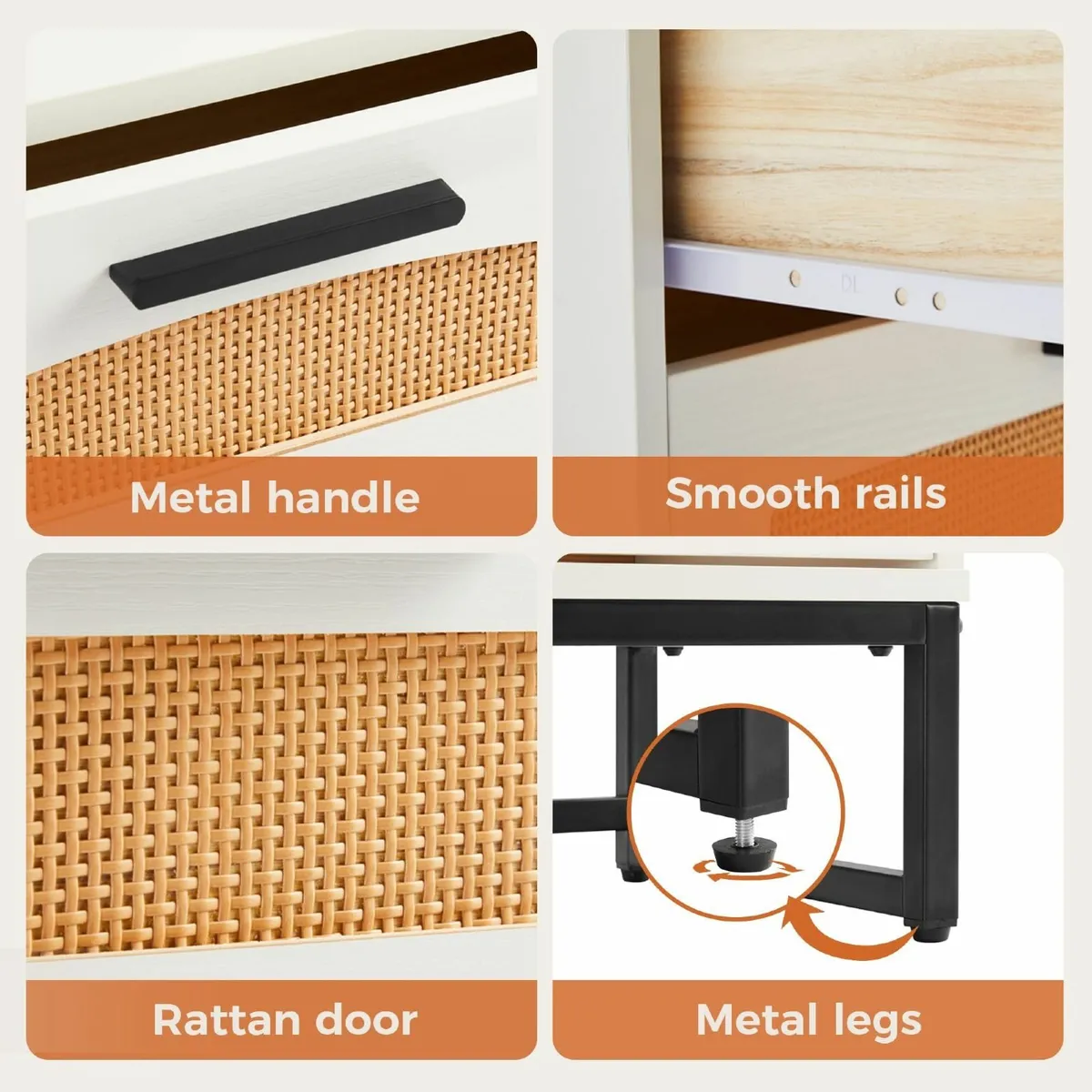 4 Drawers Rattan Dresser Natural Closet Bedroom St - Image 4