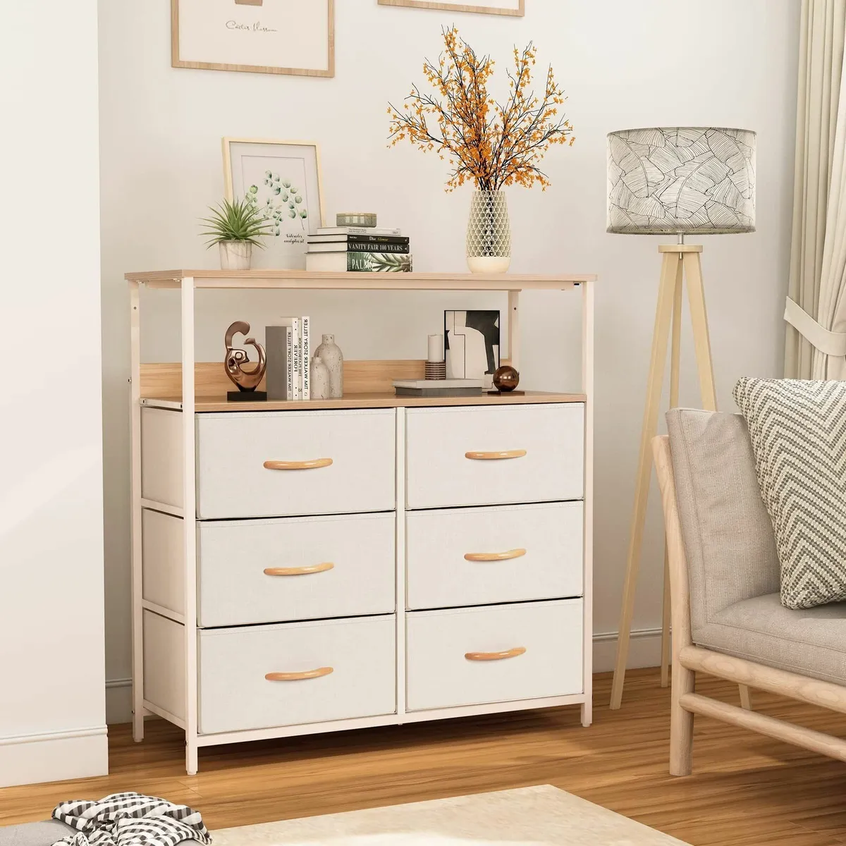 Chest of Drawers Fabric Storage 6 Unit Sturdy Stee - Image 2