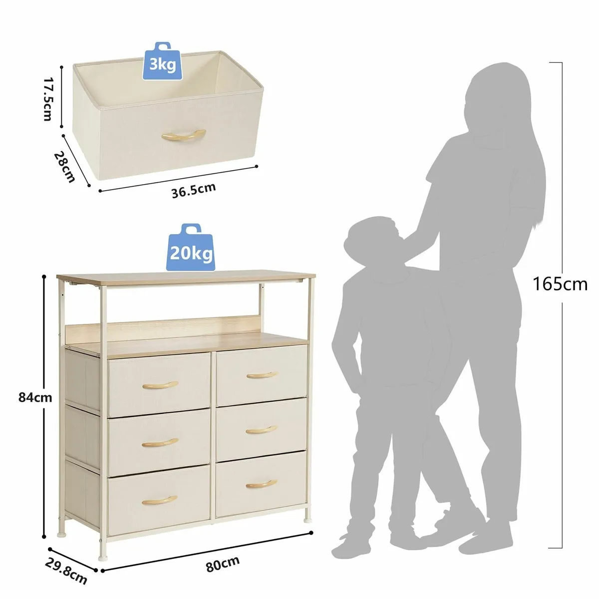 Chest of Drawers Fabric Storage 6 Unit Sturdy Stee - Image 3
