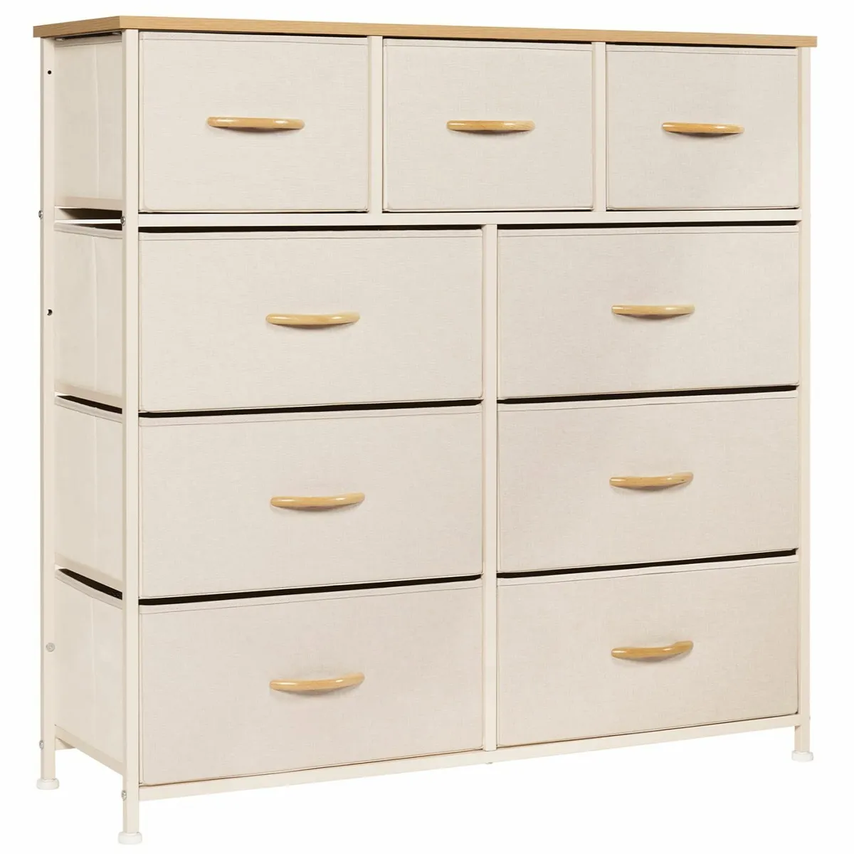 Chest of Drawers Bedroom Fabric Dresser Wood Top a - Image 1