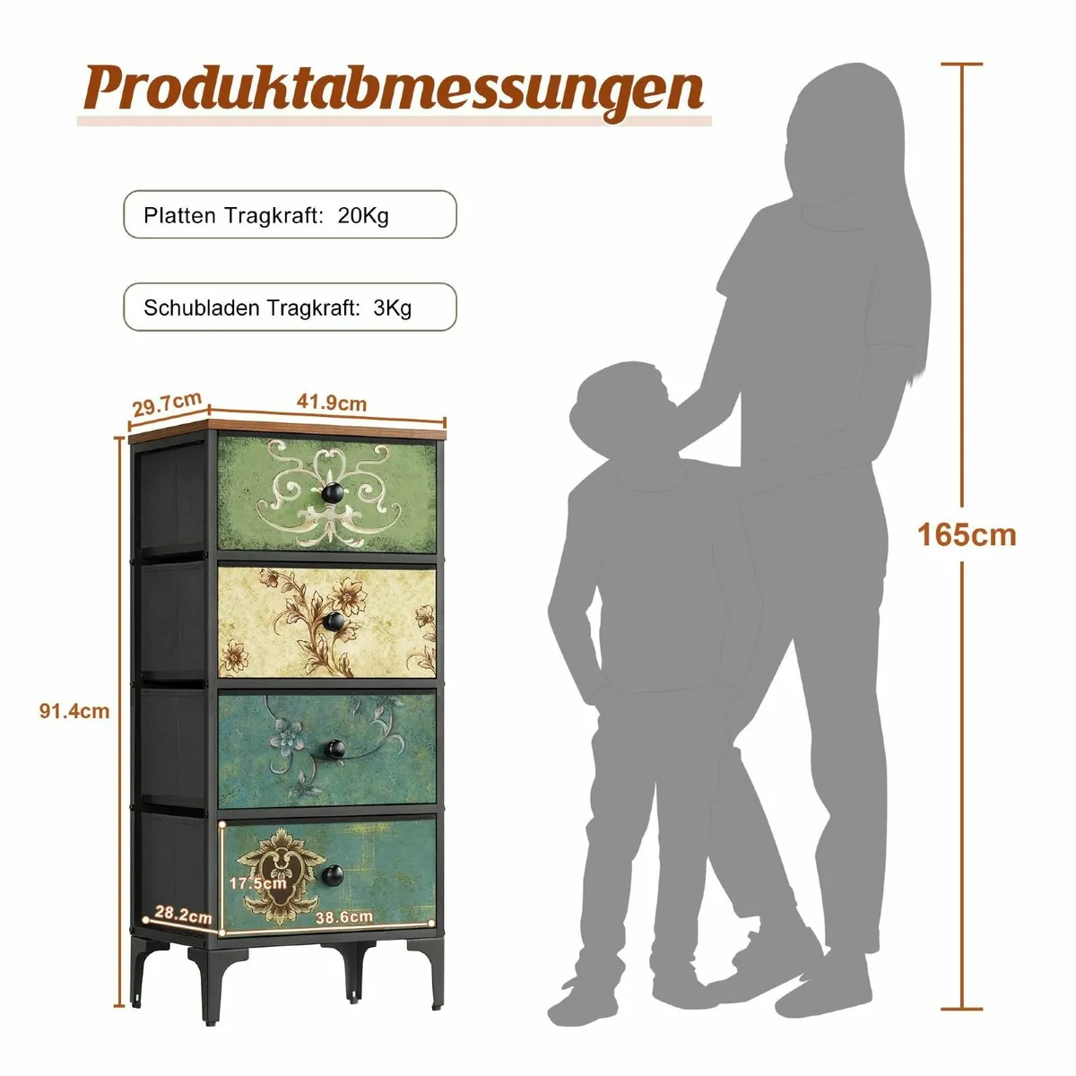 Chest of Drawers Slim Bedroom Furniture 4 Storage - Image 3