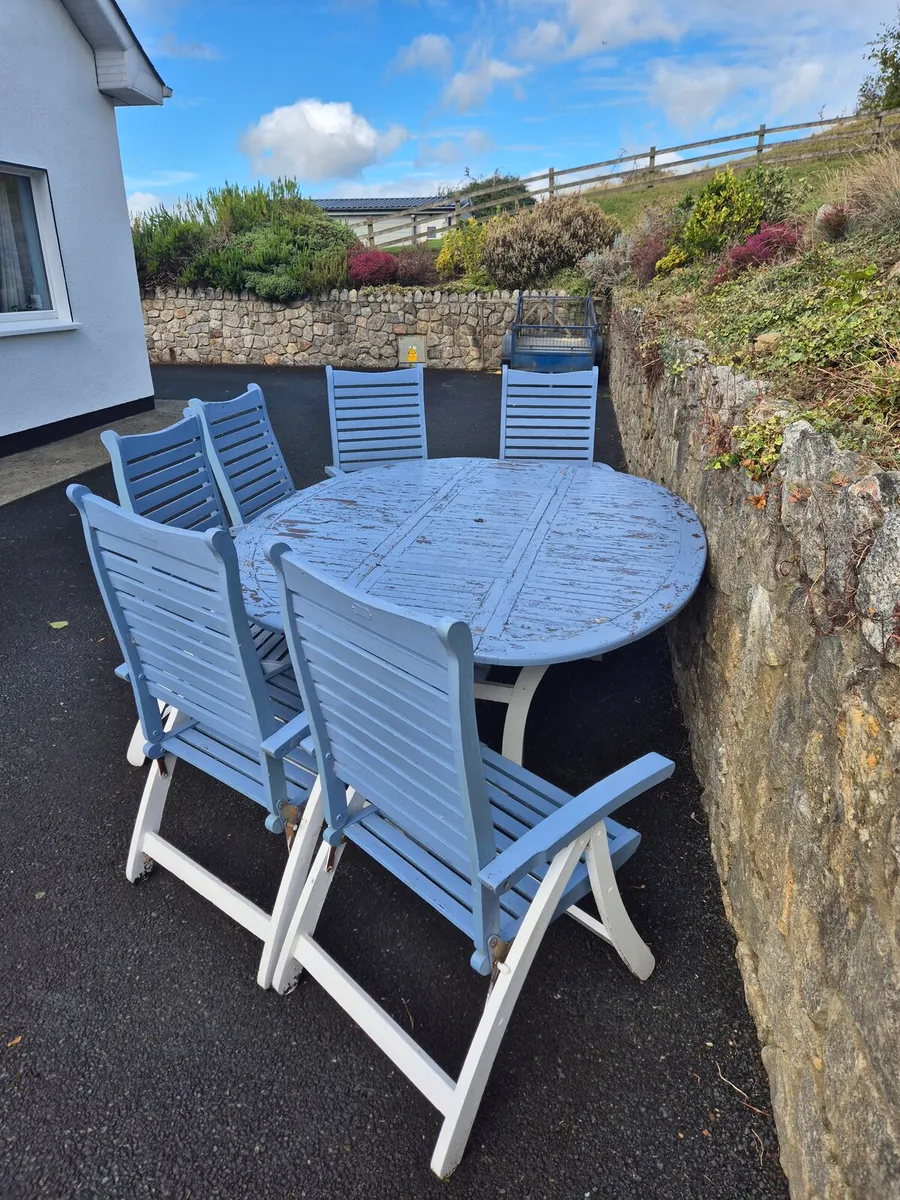 Outdoor wooden table and 6 chairs