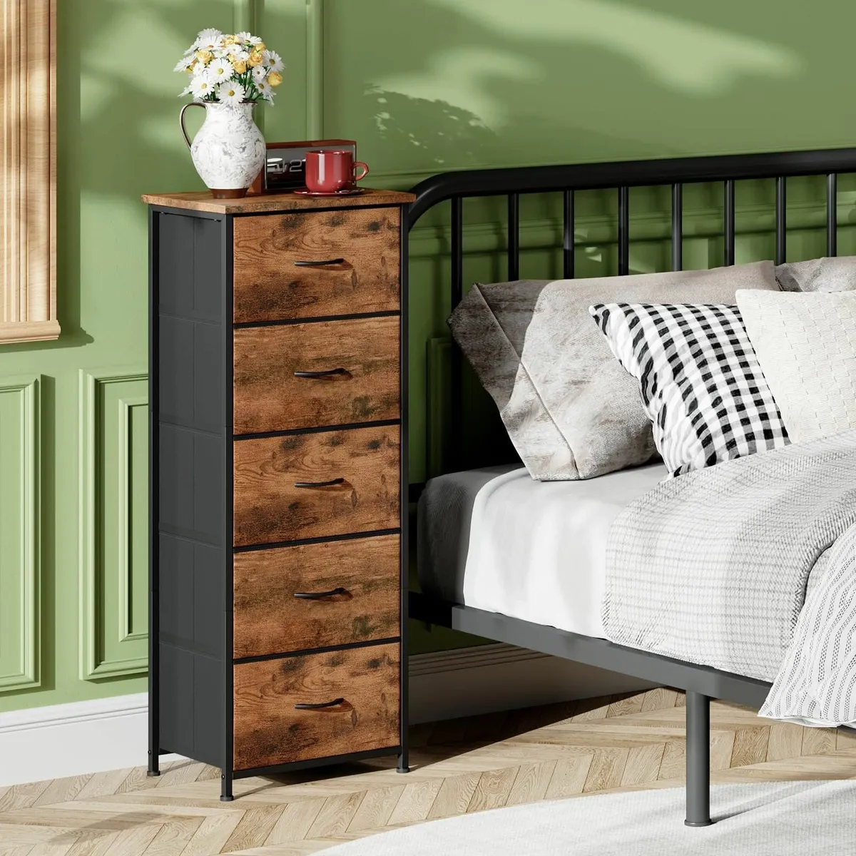 Tall Chest of Drawers for Bedroom 5 Storage Organi - Image 2