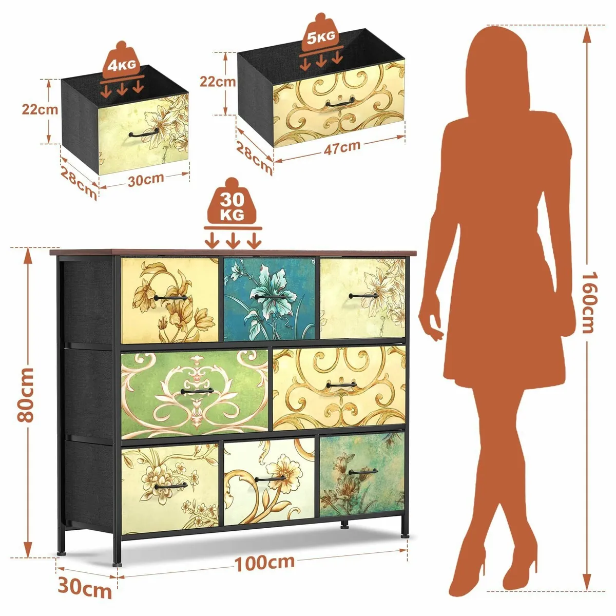 Chest of Drawers Bedroom Furniture 8 - Fabric Dres - Image 3