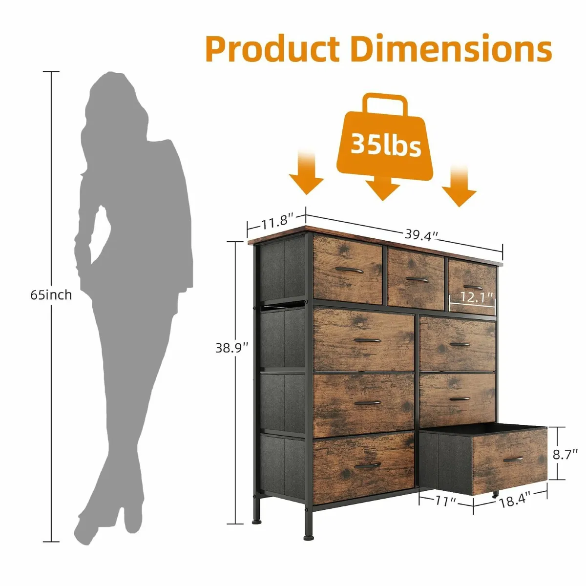 Chest of DrawersDresser for Bedroom 9 DrawersFabri - Image 3