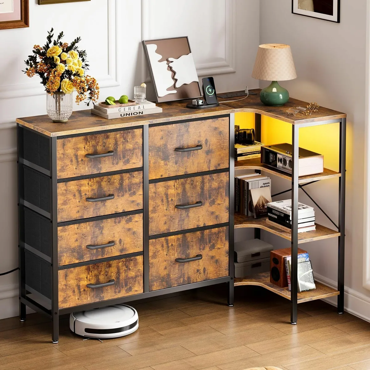 Corner Chest of Drawers Bedroom Storage Dresser 7 - Image 1