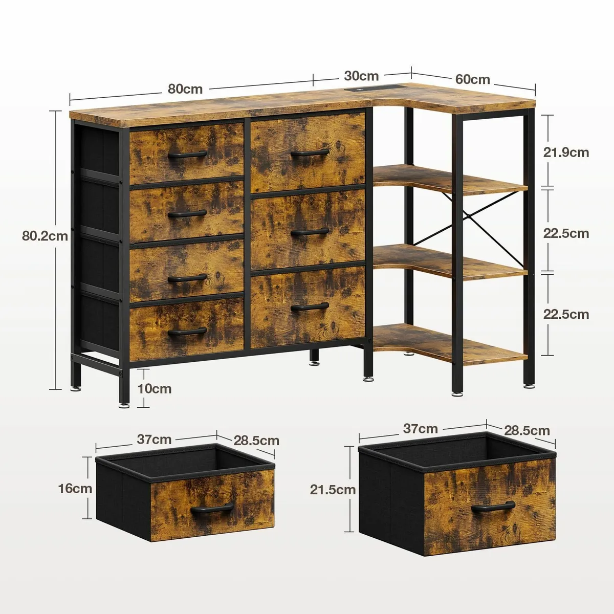 Corner Chest of Drawers Bedroom Storage Dresser 7 - Image 2
