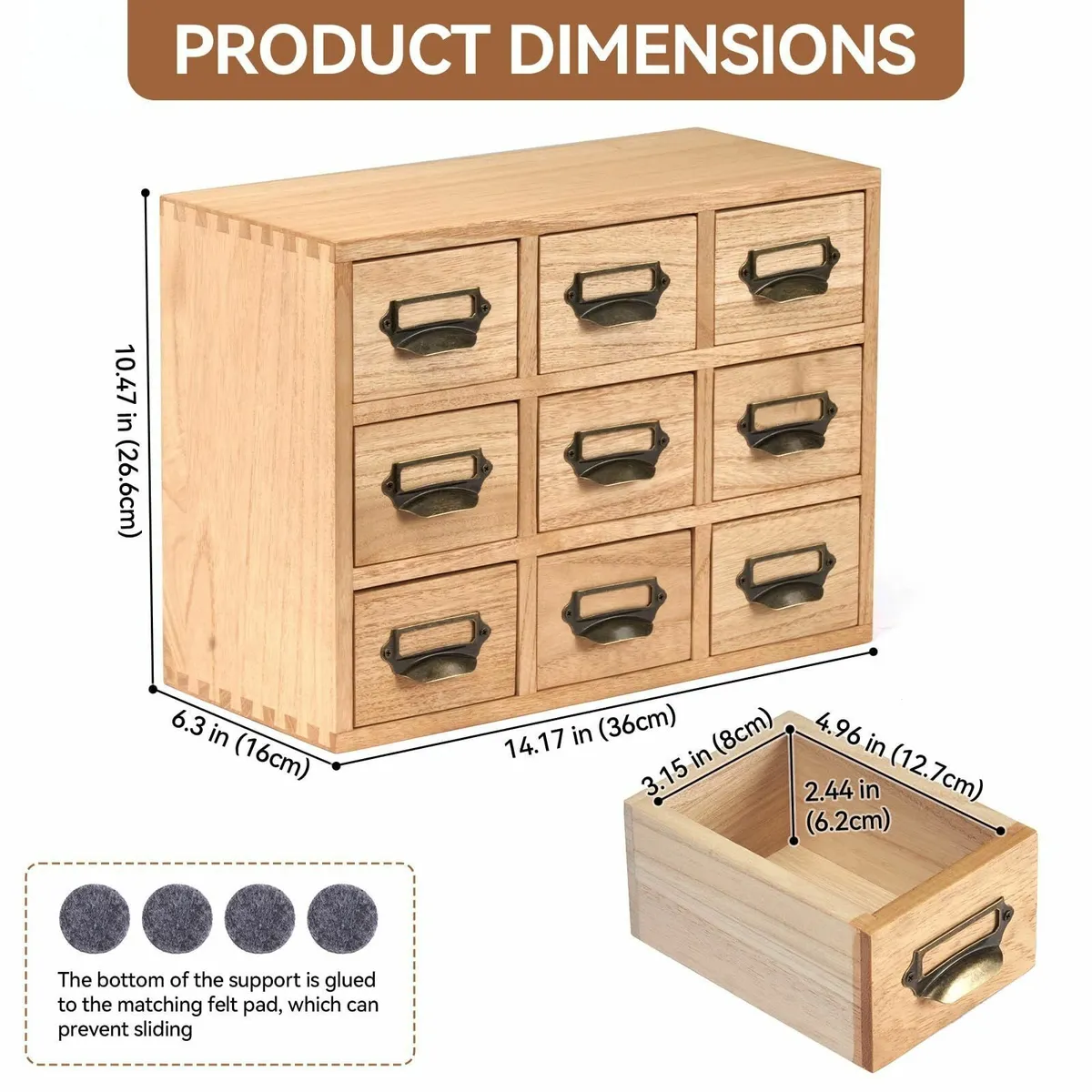 Wood Storage Drawer Units Desktop Organiser Chest - Image 3