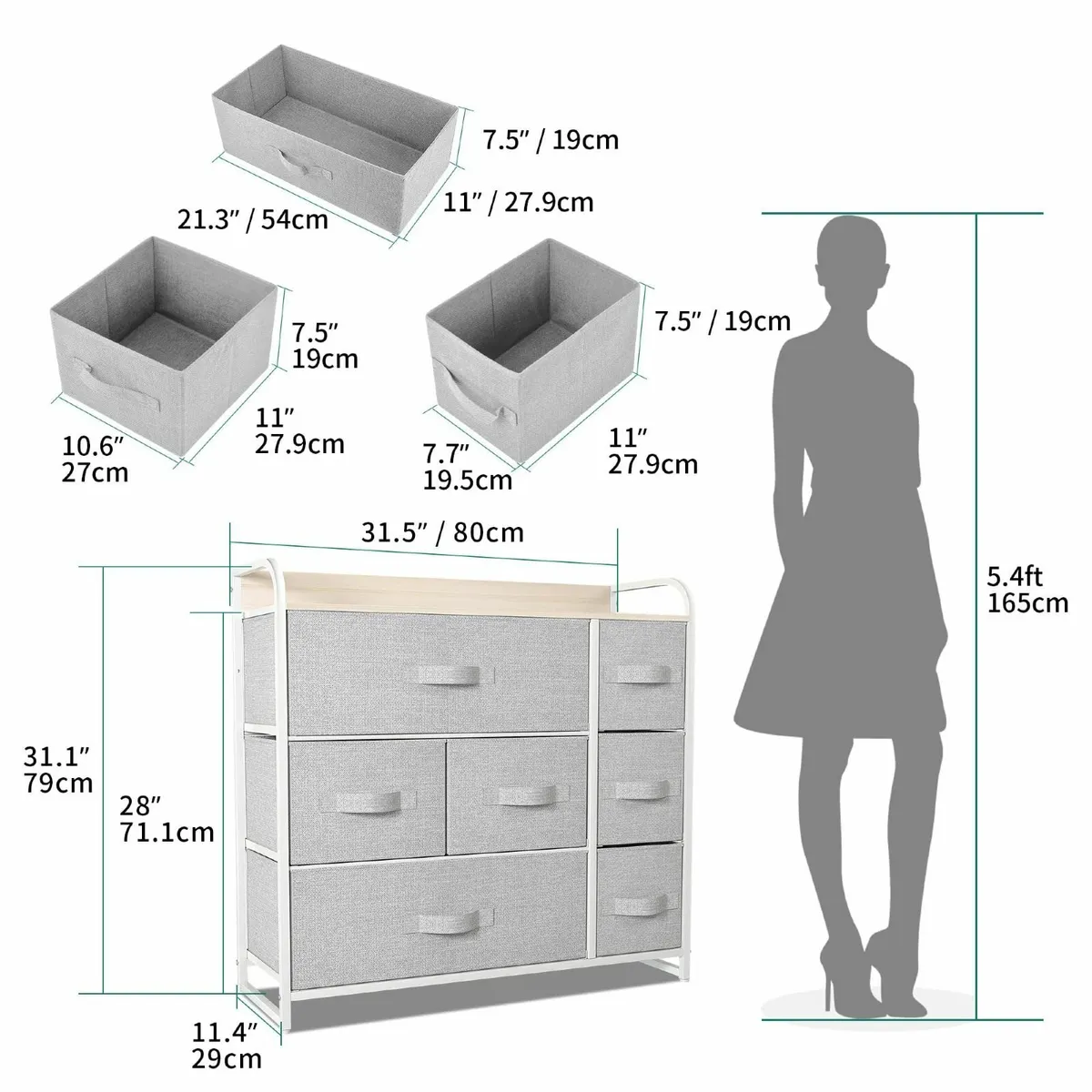Chest of Drawers Non-Woven Fabric 7-Drawer Storage - Image 3