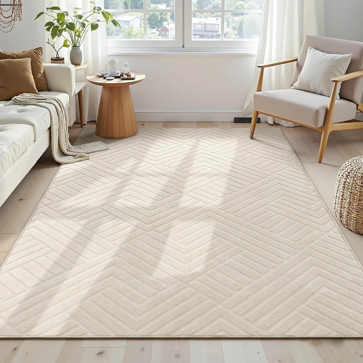 Washable Rugs Living Room 160 x 230 cm Modern Soft - Image 1