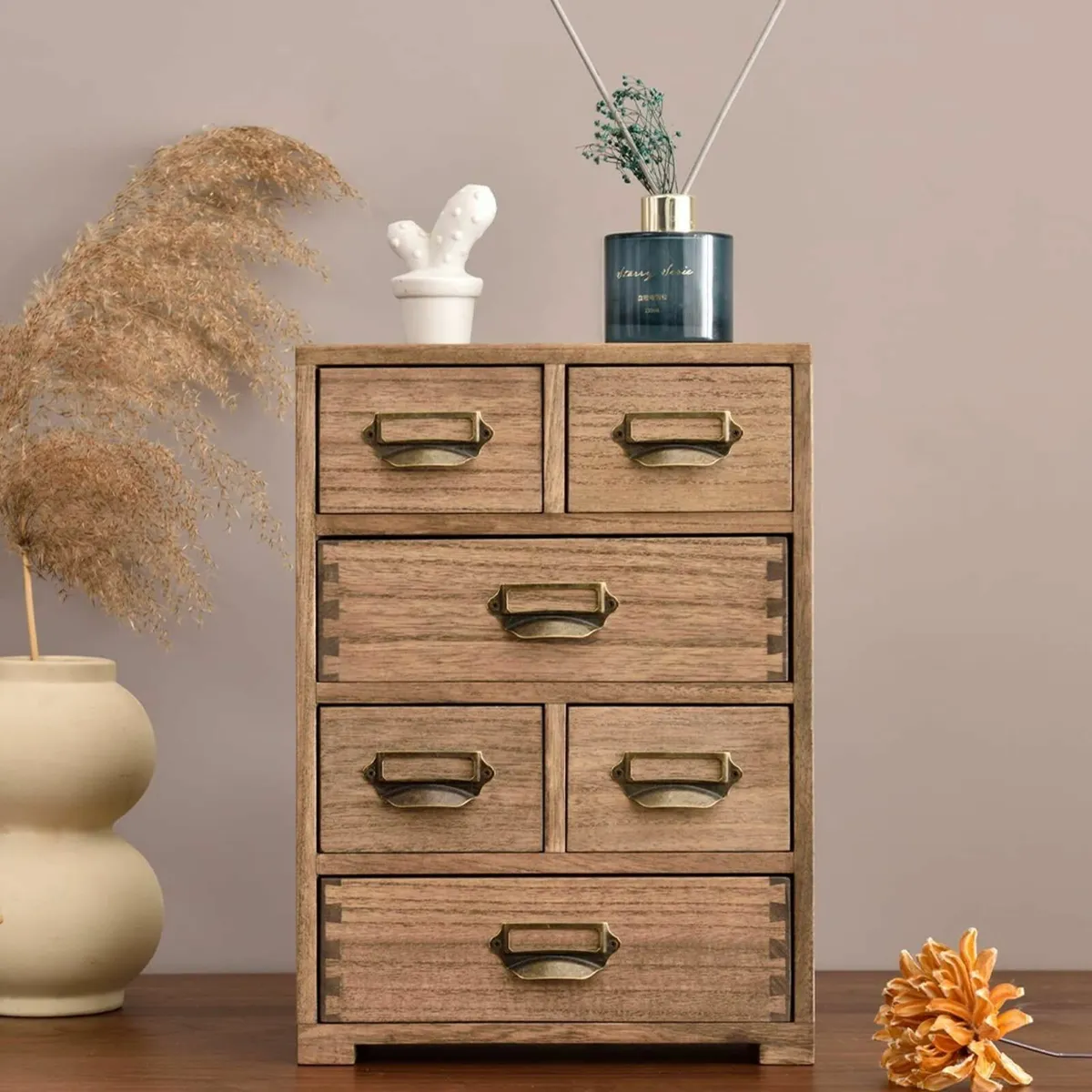 Wood Storage Drawer Units Desktop Organiser Mini C - Image 2