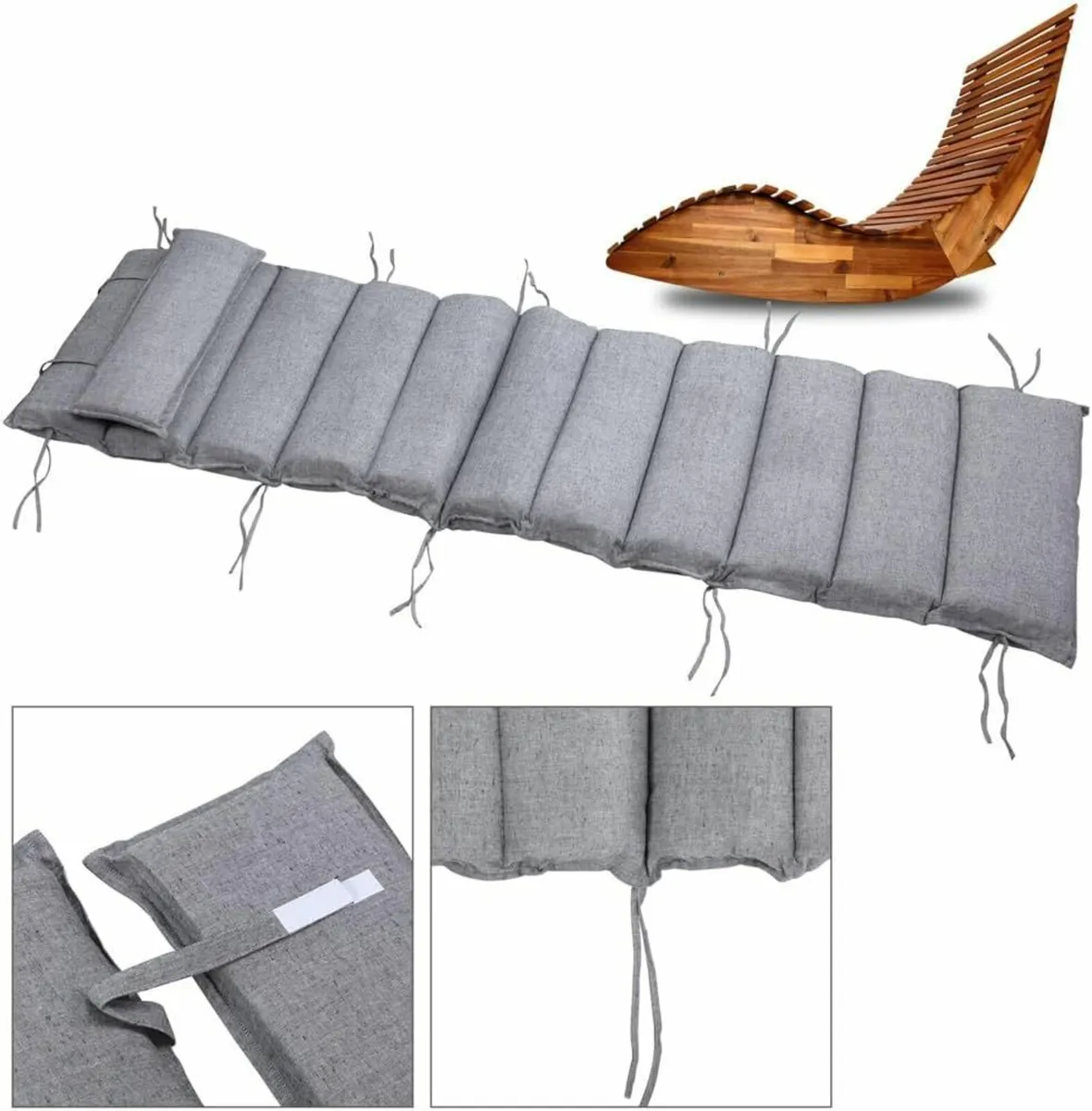 2 x Sun Lounger with Cushion for 2 People,oad Capa - Image 3