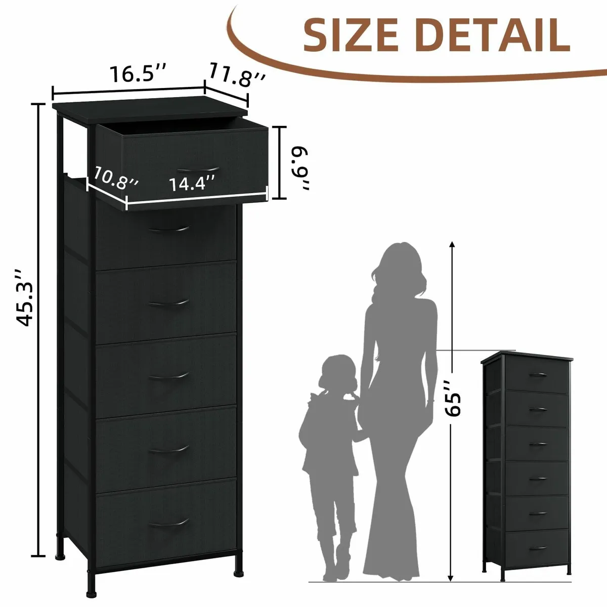 Tall Chest of Drawers for Bedroom 6 and Side Pocke - Image 3
