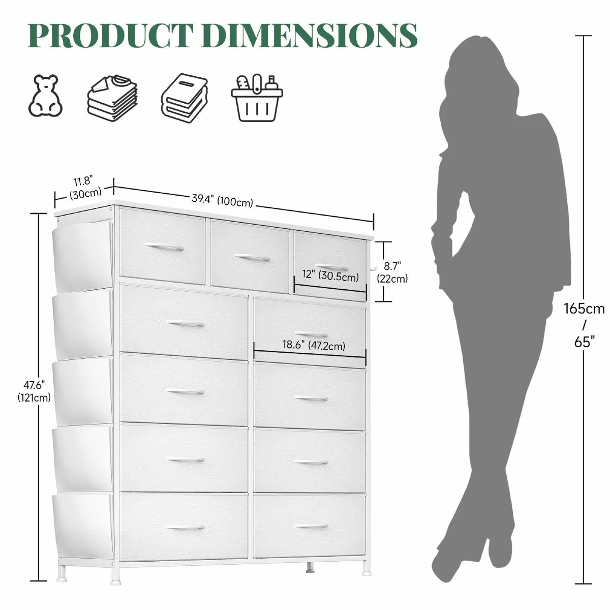Chest of Drawers Pockets Bedroom Cabinet for Small - Image 3