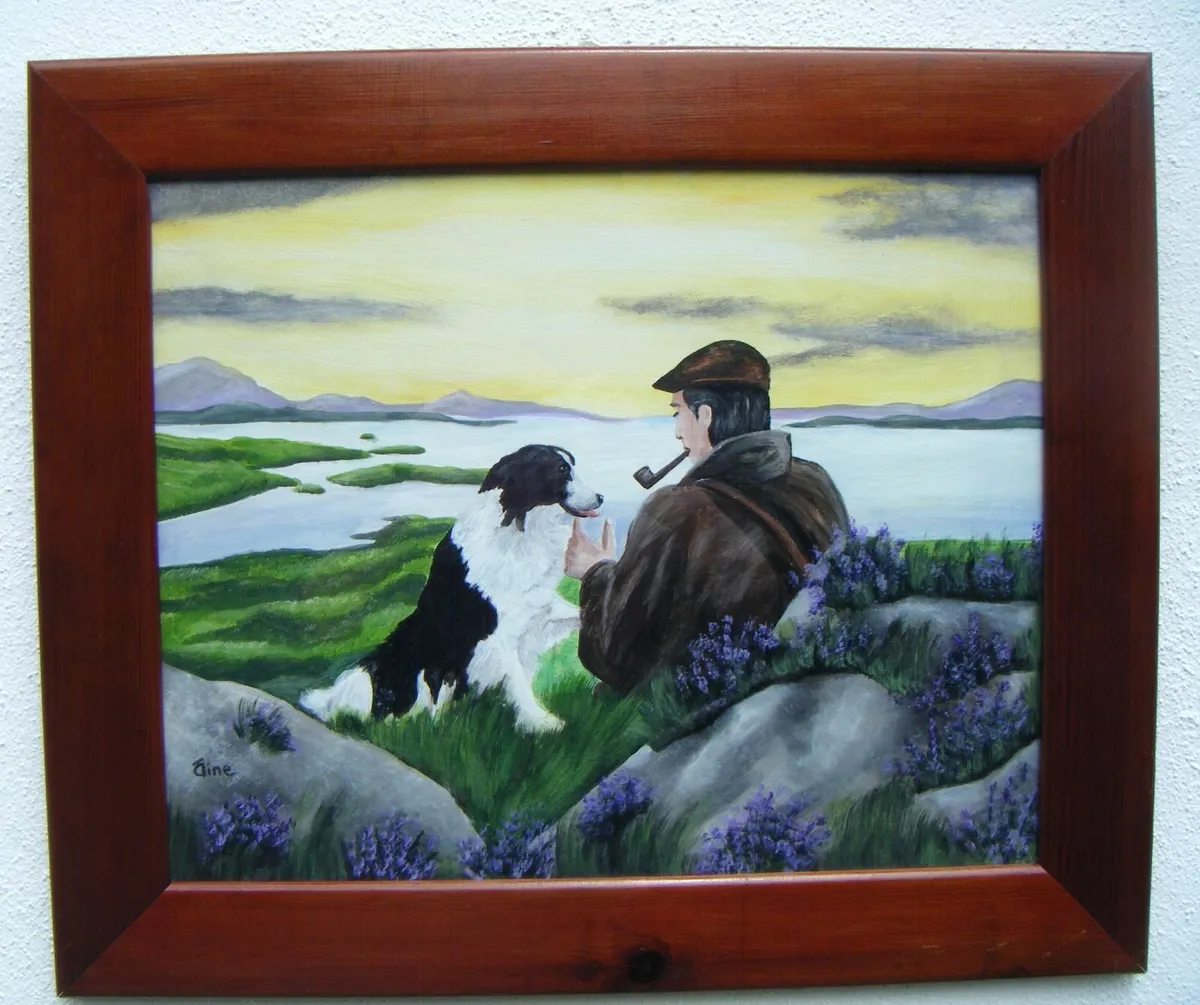 Original Painting  One Man and his Dog