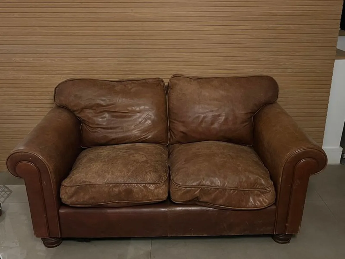 american style leather 2 seater sofa