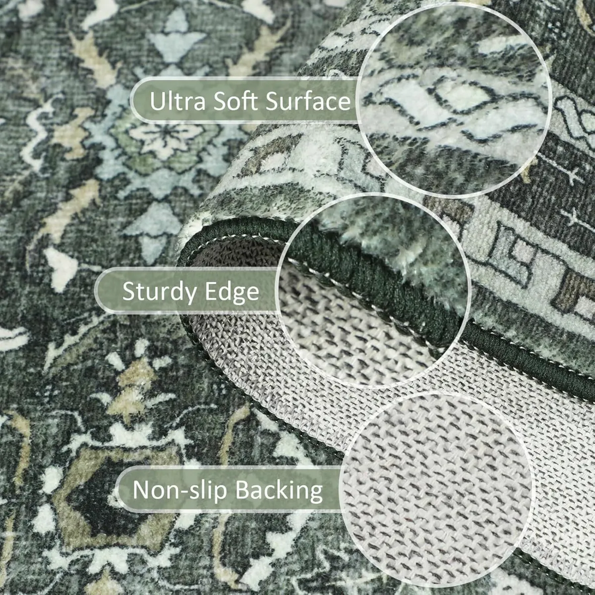 Washable Rugs Living Room Large 160x230cm Vintage - Image 3