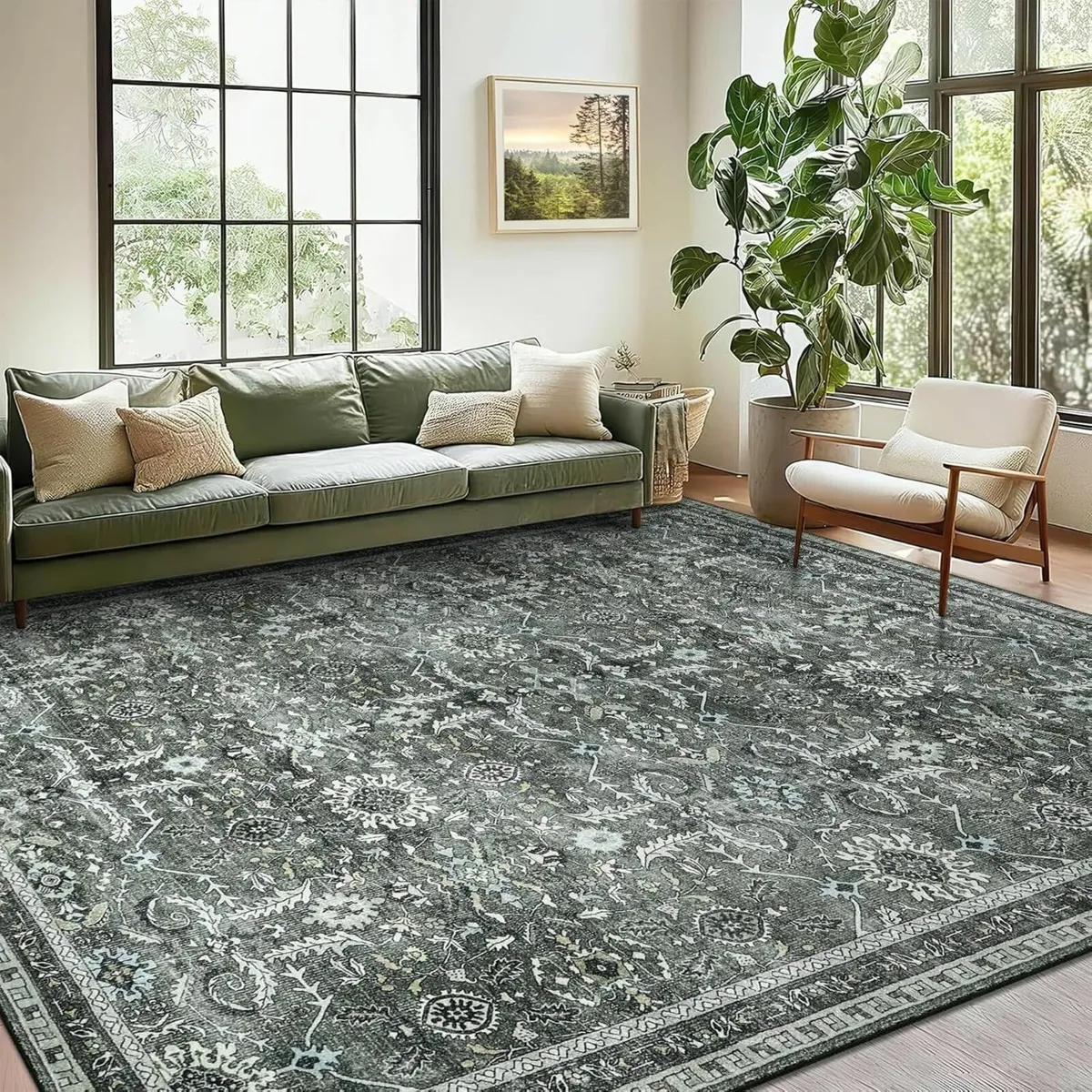 Washable Rugs Living Room Large 160x230cm Vintage - Image 1