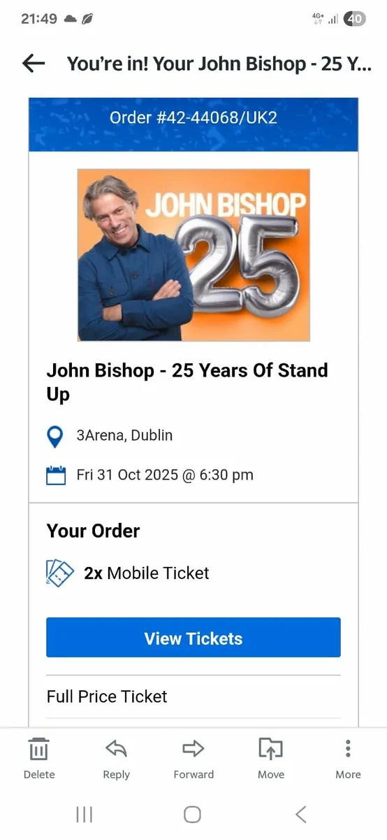 2 x tickets John Bishop 25 years of standup - Image 1