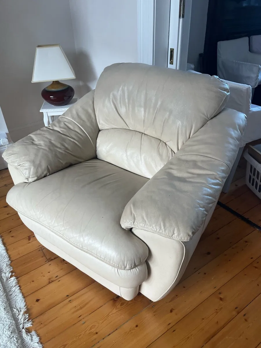 Cream Leather Armchair - Image 1