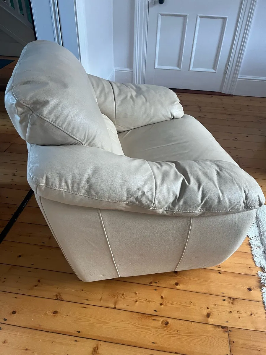 Cream Leather Armchair - Image 3