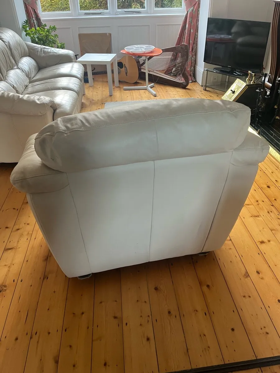 Cream Leather Armchair - Image 4