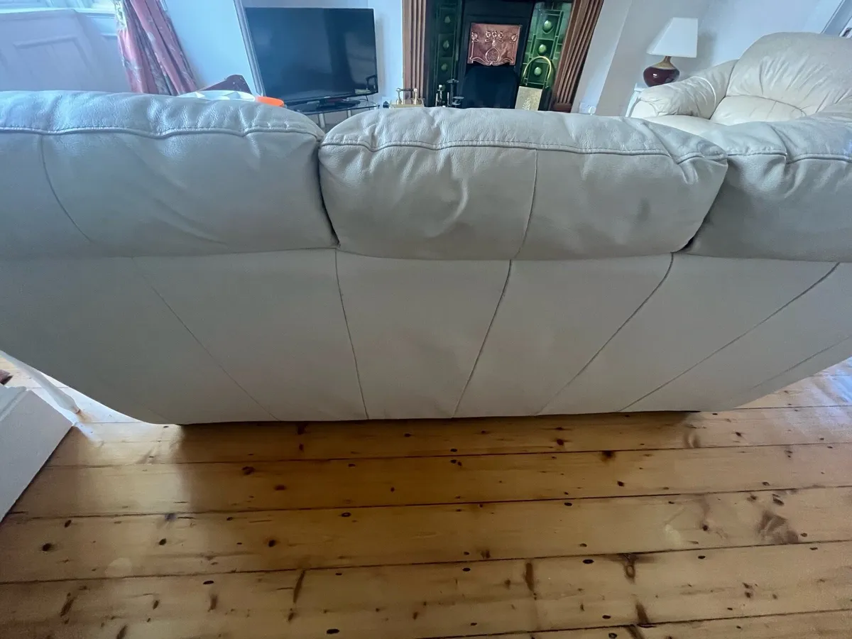 Cream Leather Couch - Image 4
