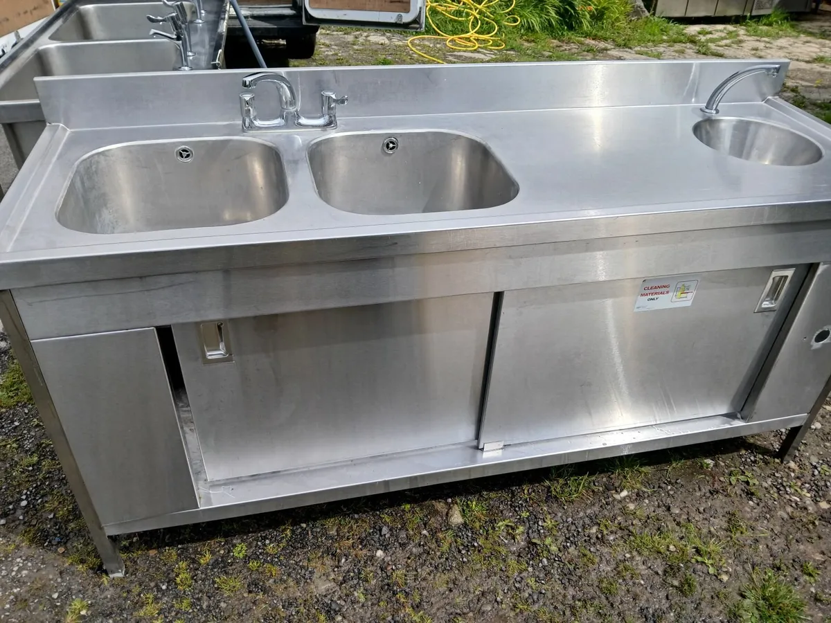 Stainless steel cabbinet double sink unit complete - Image 4