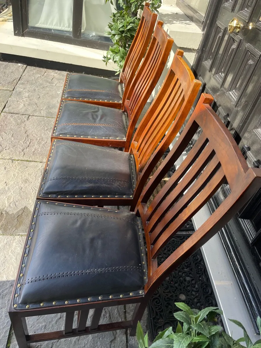 4 x Stunning Leather Kitchen Dining Chairs - Image 2