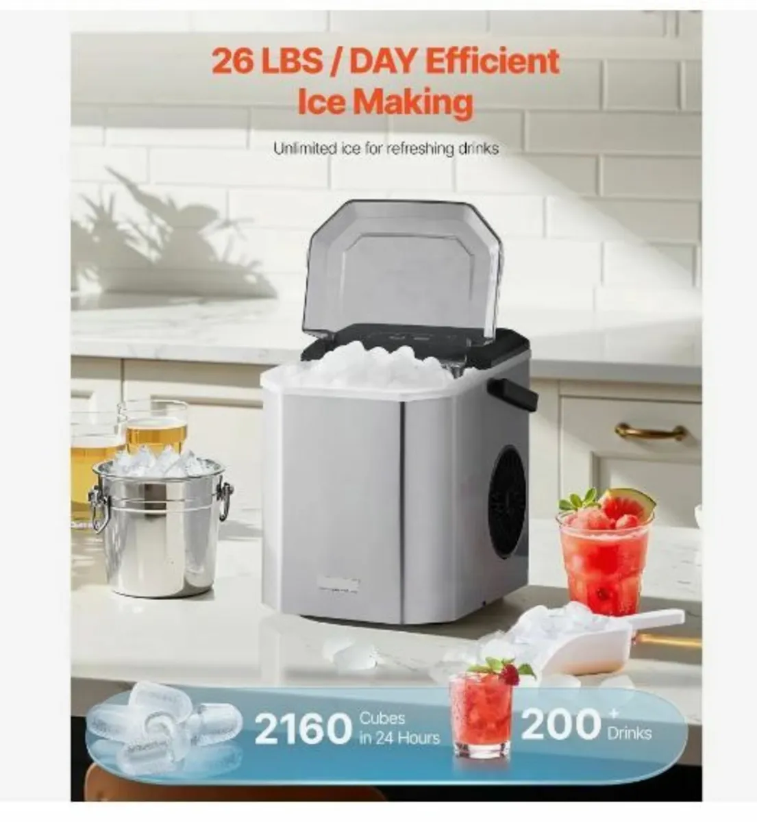 Countertop Ice Maker, 9 Cubes - Image 1