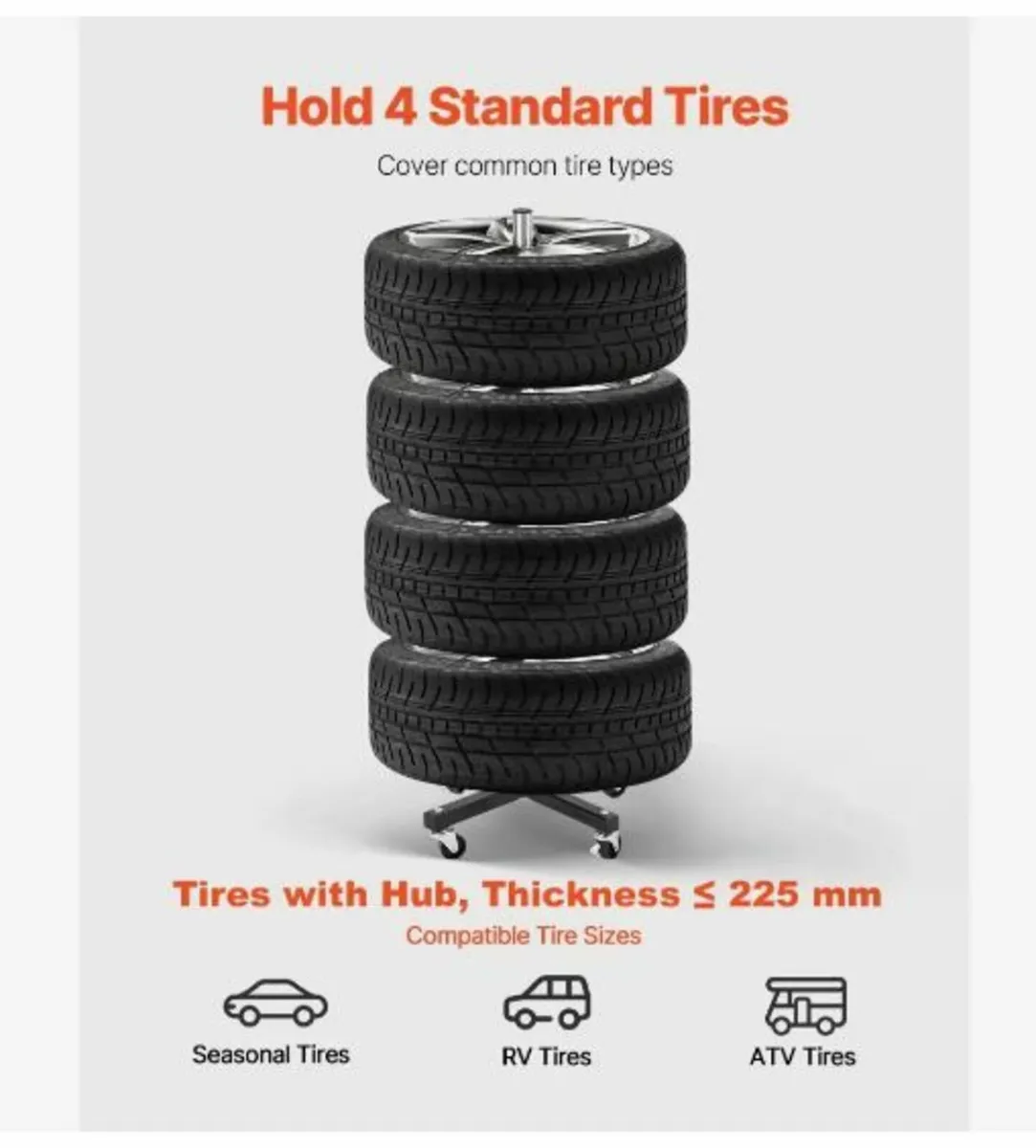 Tire Rack with Wheels - Image 3