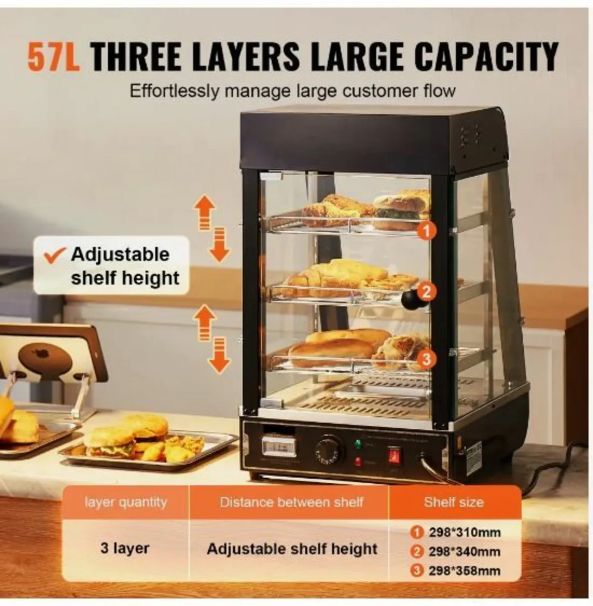 3-Tier Commercial Food Warmer Display - Image 4