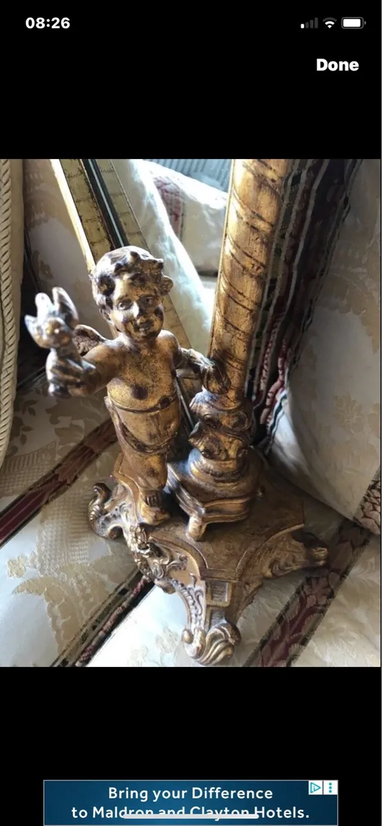 Antique Harp Shaped Tabletop Mirror - Image 4