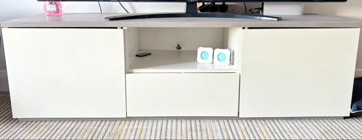 Modern Cream Gloss TV Stand / Media Unit – Excelle