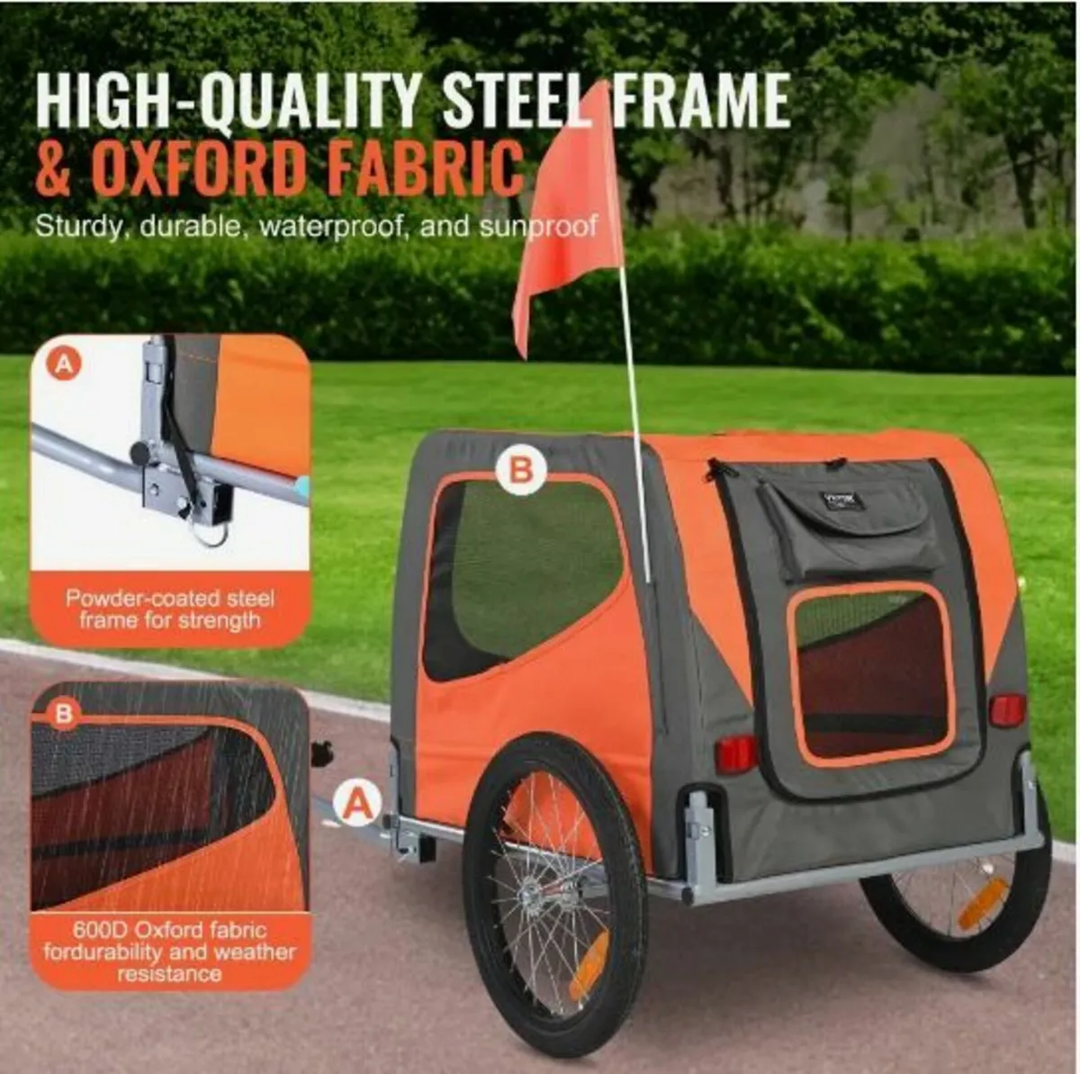 Dog Bike Trailer, Supports up to 66 lbs - Image 1