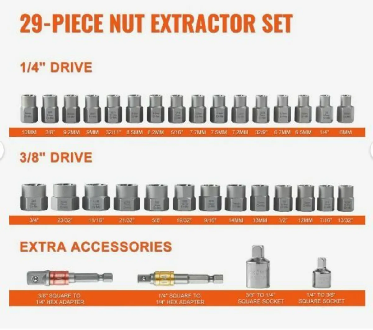 Bolt Extractor Set, 29-Piece Bolt and Nut - Image 2