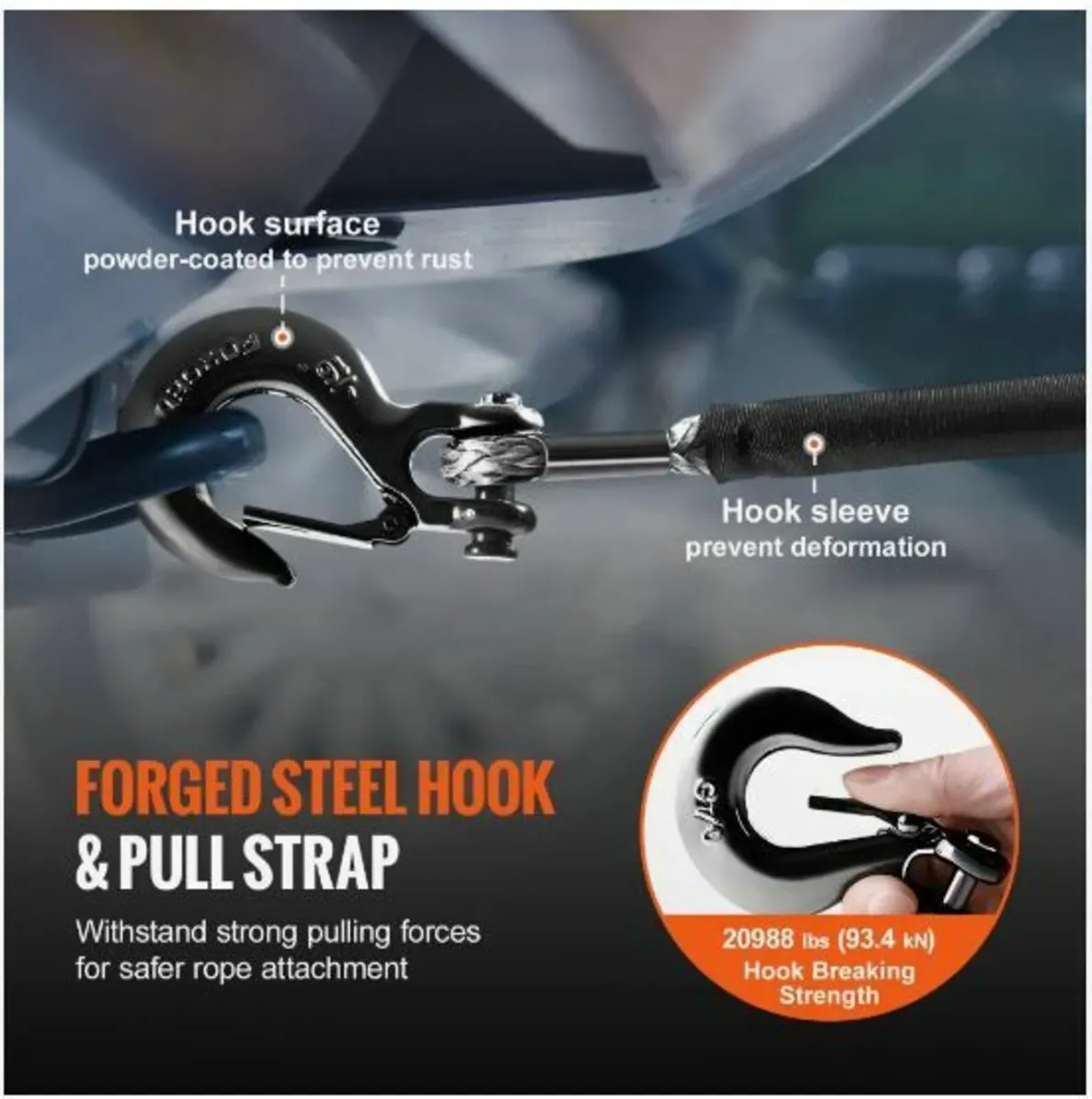 Synthetic Winch Rope, 9.5 mm x 30.48 m - Image 2