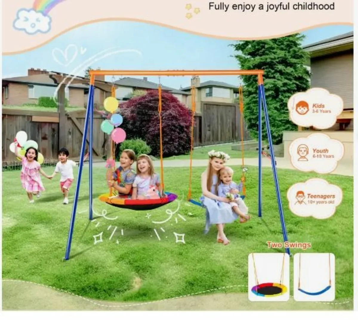 Swing Sets for Backyard, 440lbs Load - Image 2