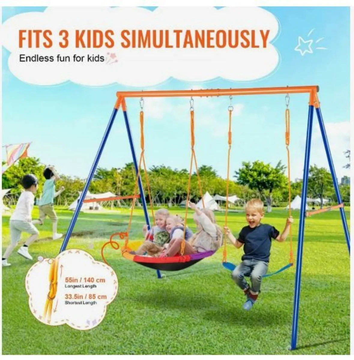 Swing Sets for Backyard, 440lbs Load - Image 3